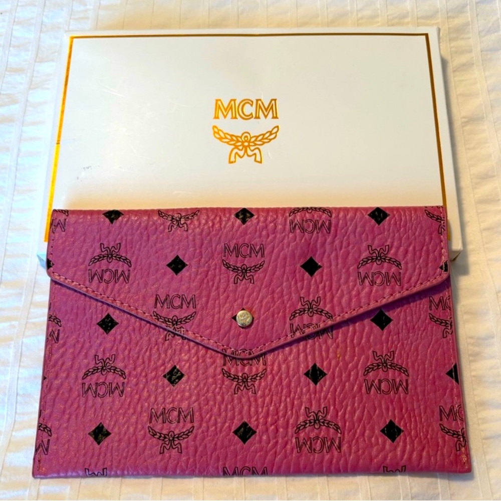 MCM Pink Logo Envelope Pouch -New. Additional colors available. - Picture 7 of 14